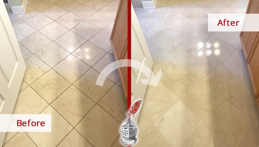 Premium marble polishing service for luxury Abu Dhabi property showing gleaming restored marble
